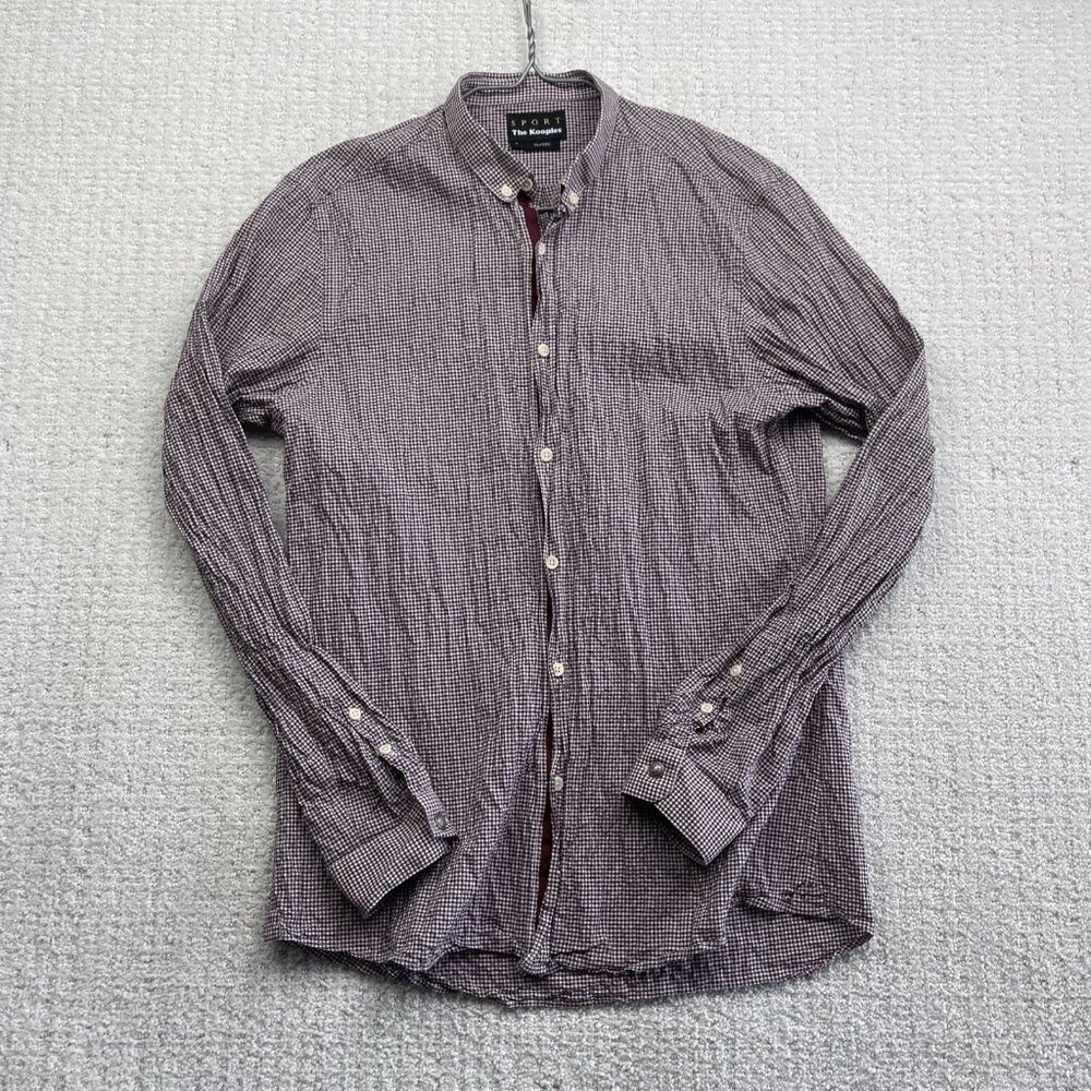 The Kooples Sport Red gingham Plaid Classic Button Up Long sleeve Shirt Men S